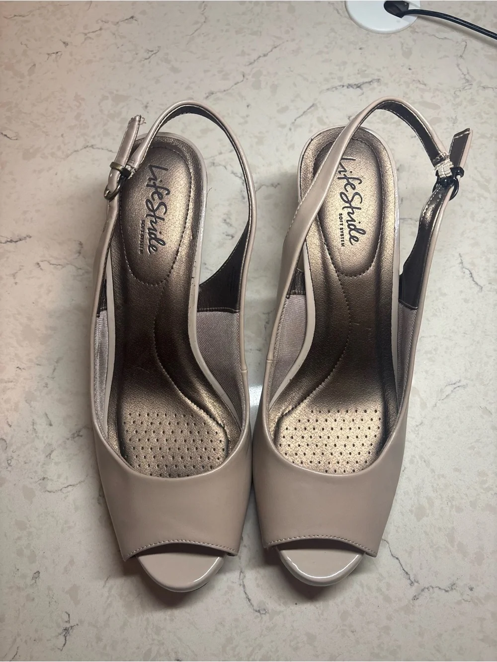 Life Stride |  Slingback Peep-Toe Heels | Size 10 - Picture 6 of 7